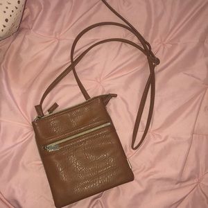 Brown Crossbody Mulit-Zip Bag